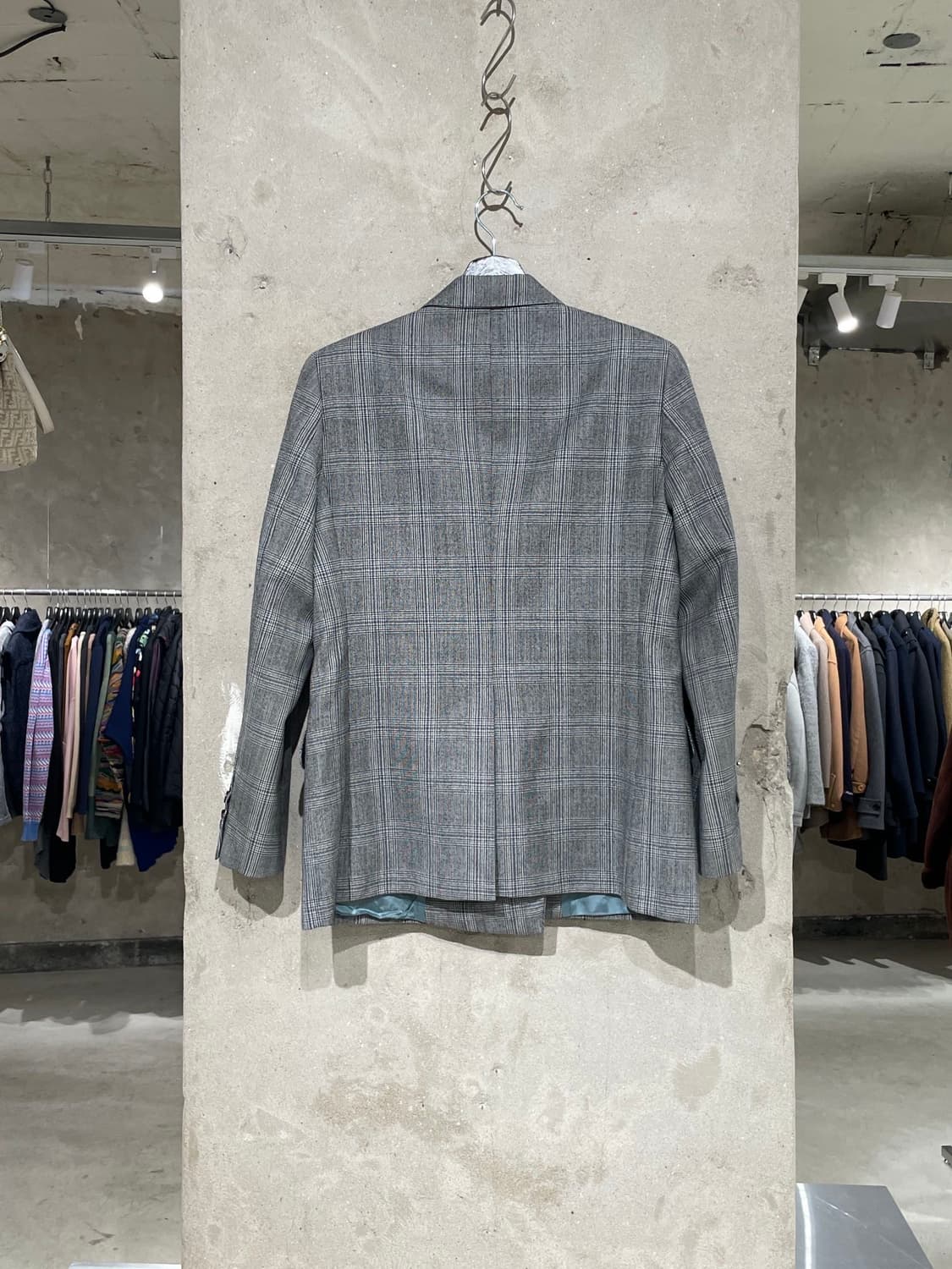 구찌 그레이 티켓 포켓 2B 더블 라나울 체크 블레이저 상품이미지6