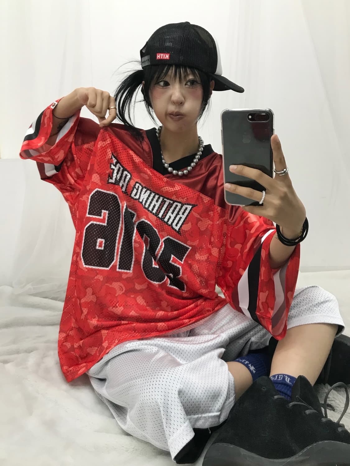 < Bape Red Camouflage Mesh Jersey ( 새상품  상품이미지8