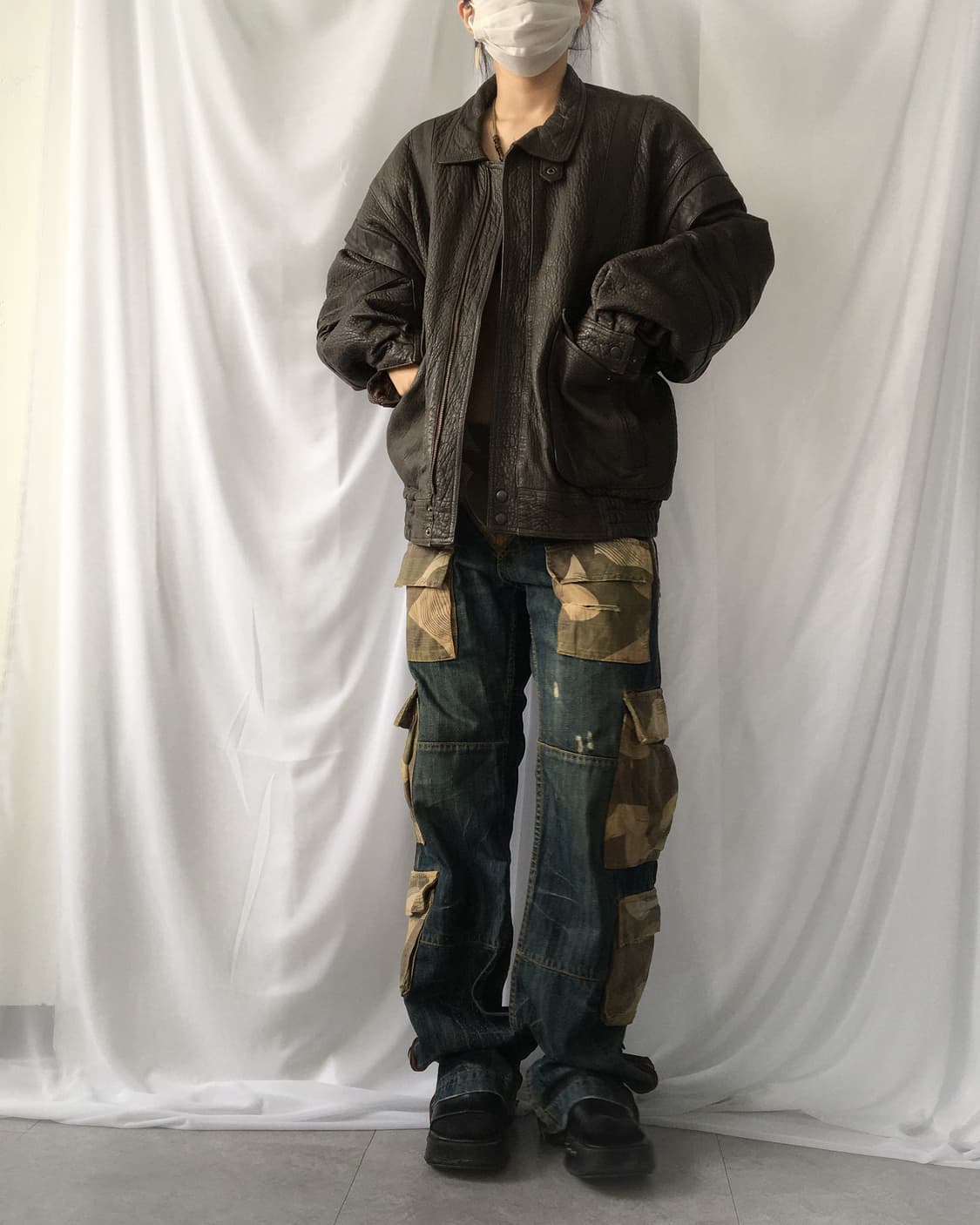Camo pattern patch point denim pants 상품이미지10