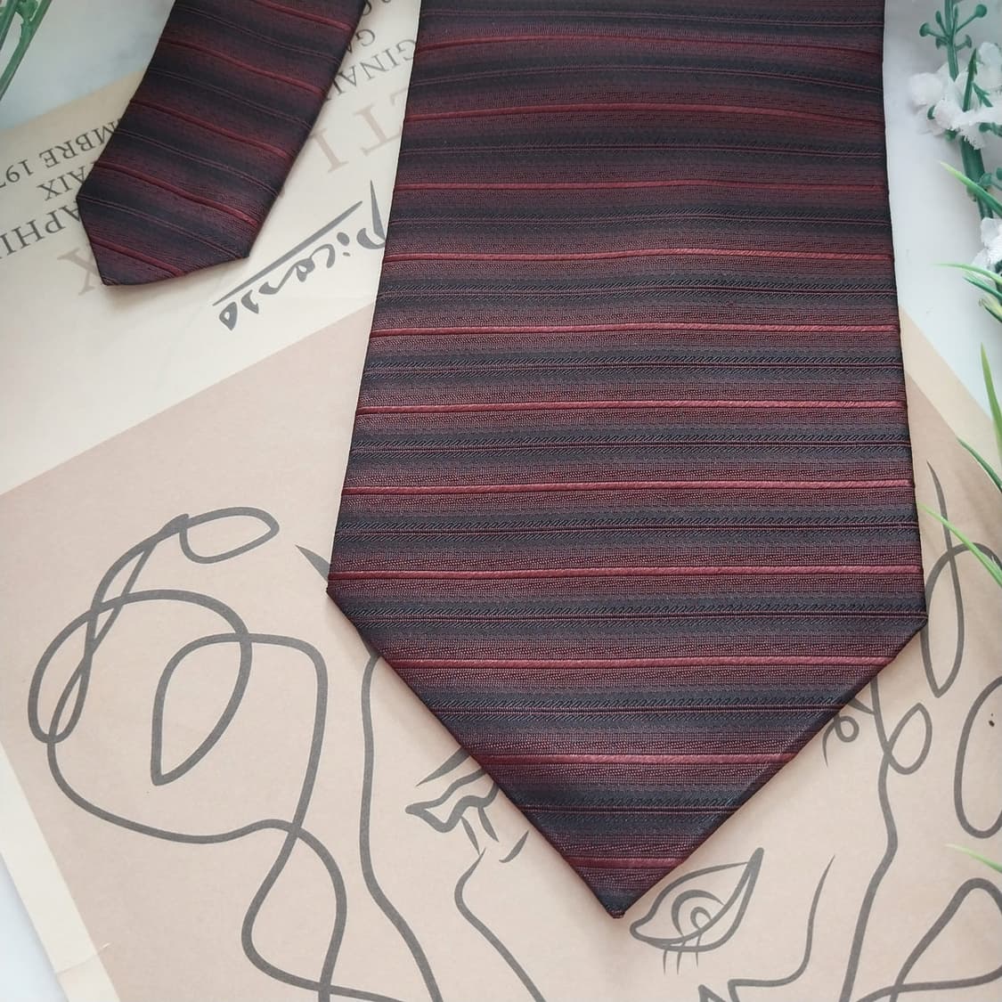 테드 라피두스 실크 와인 스트라이프 넥타이 10cm A+등급 K1334
 상품이미지4