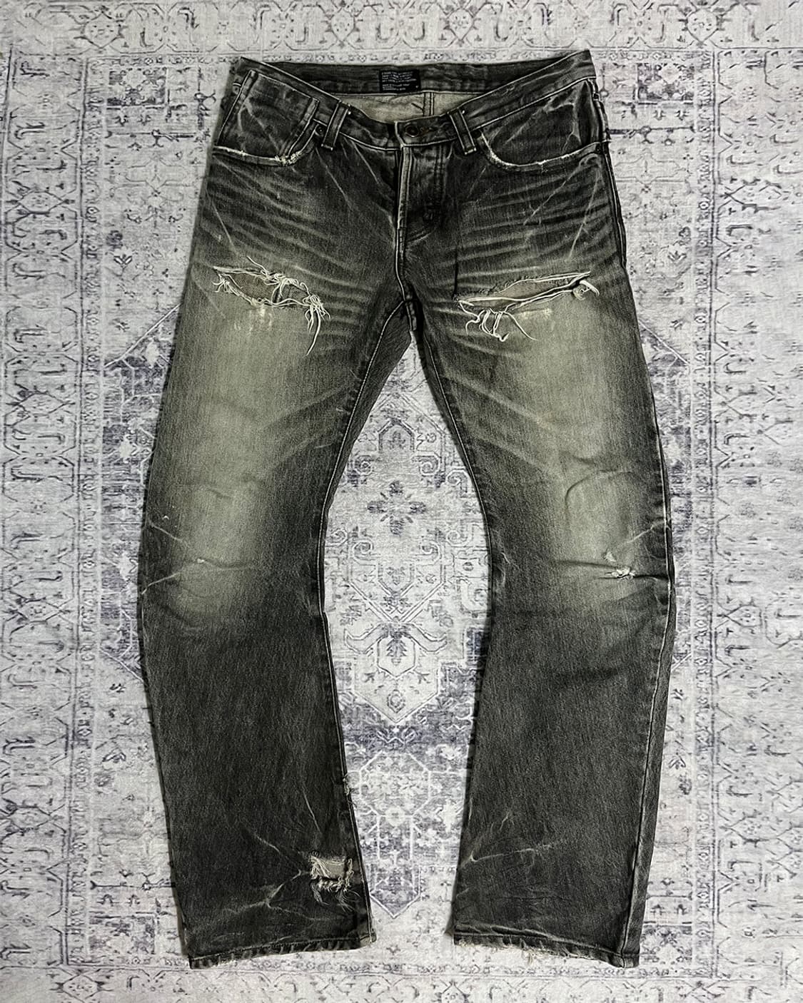 Y2K Grunge Curved Distressed Denim Pants 상품이미지6