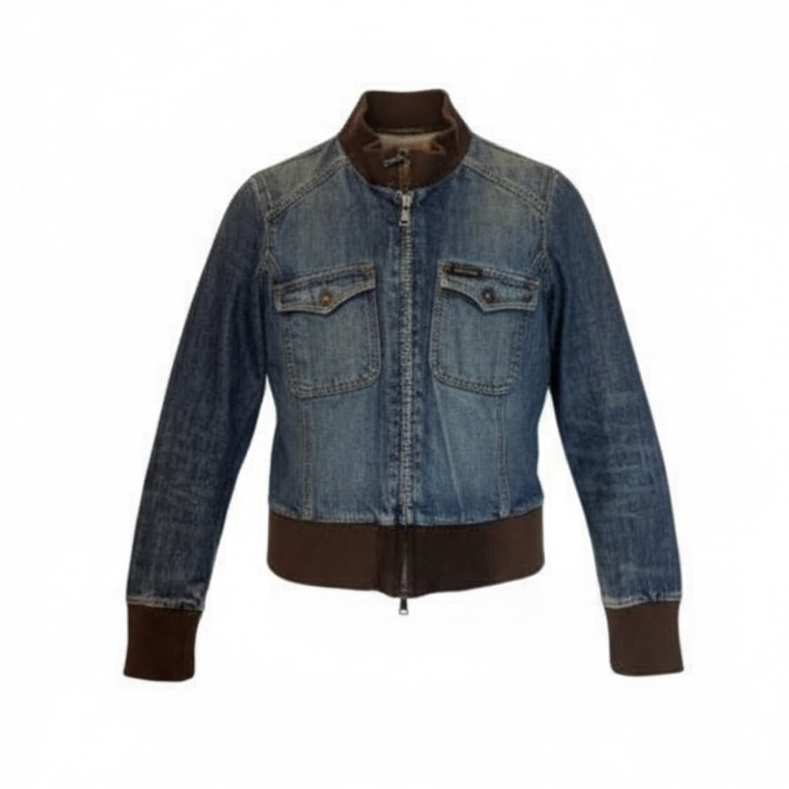 데님 브라운배색 빈티지 자켓 상품이미지1