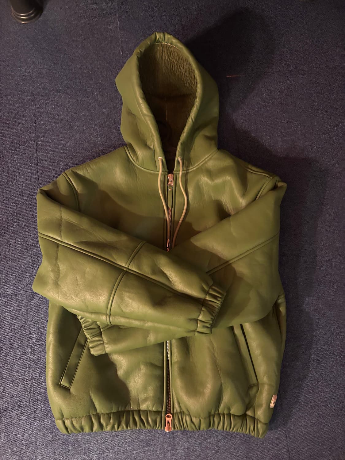 스투시 레더 후드집업 자켓 M 상품이미지1