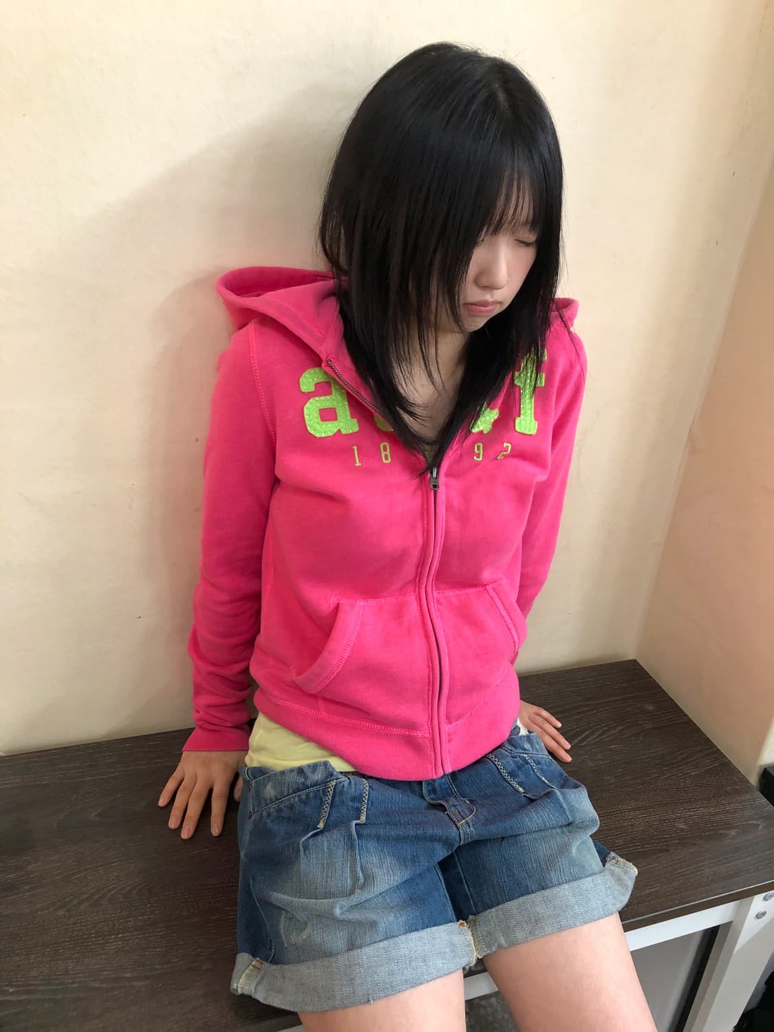 XL Abercrombie 아베크롬비 스팽글 핫핑크 후드집업 상품이미지1