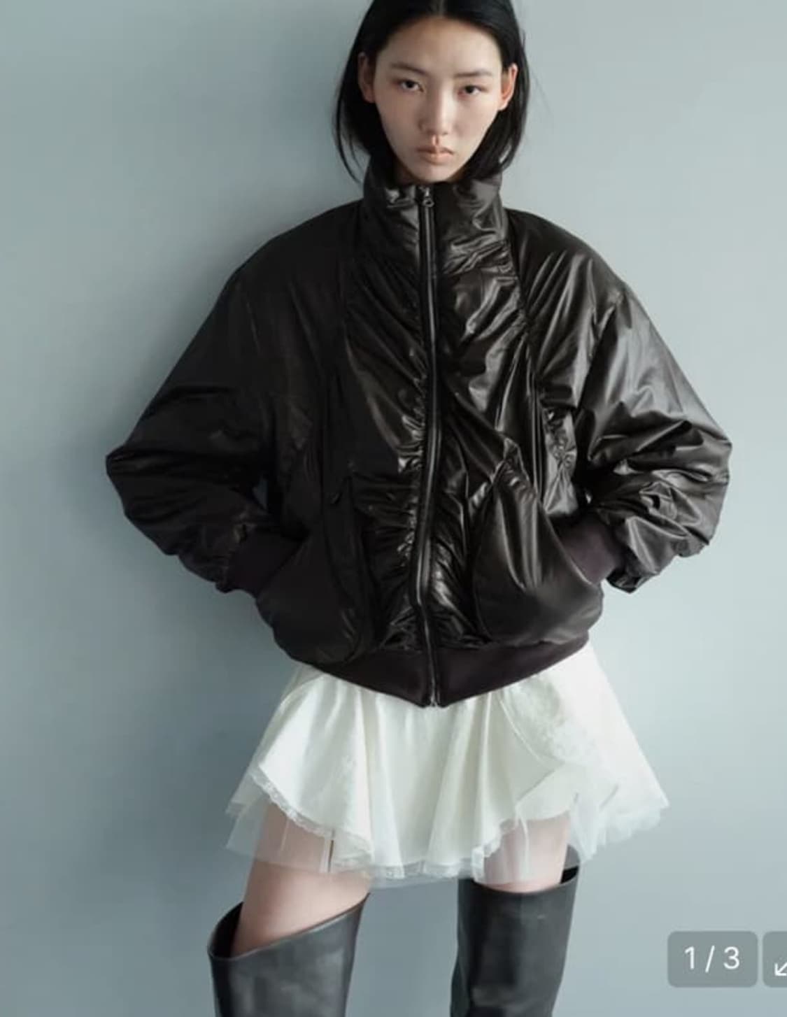 세릭 하이넥 셔링 집업 상품이미지1