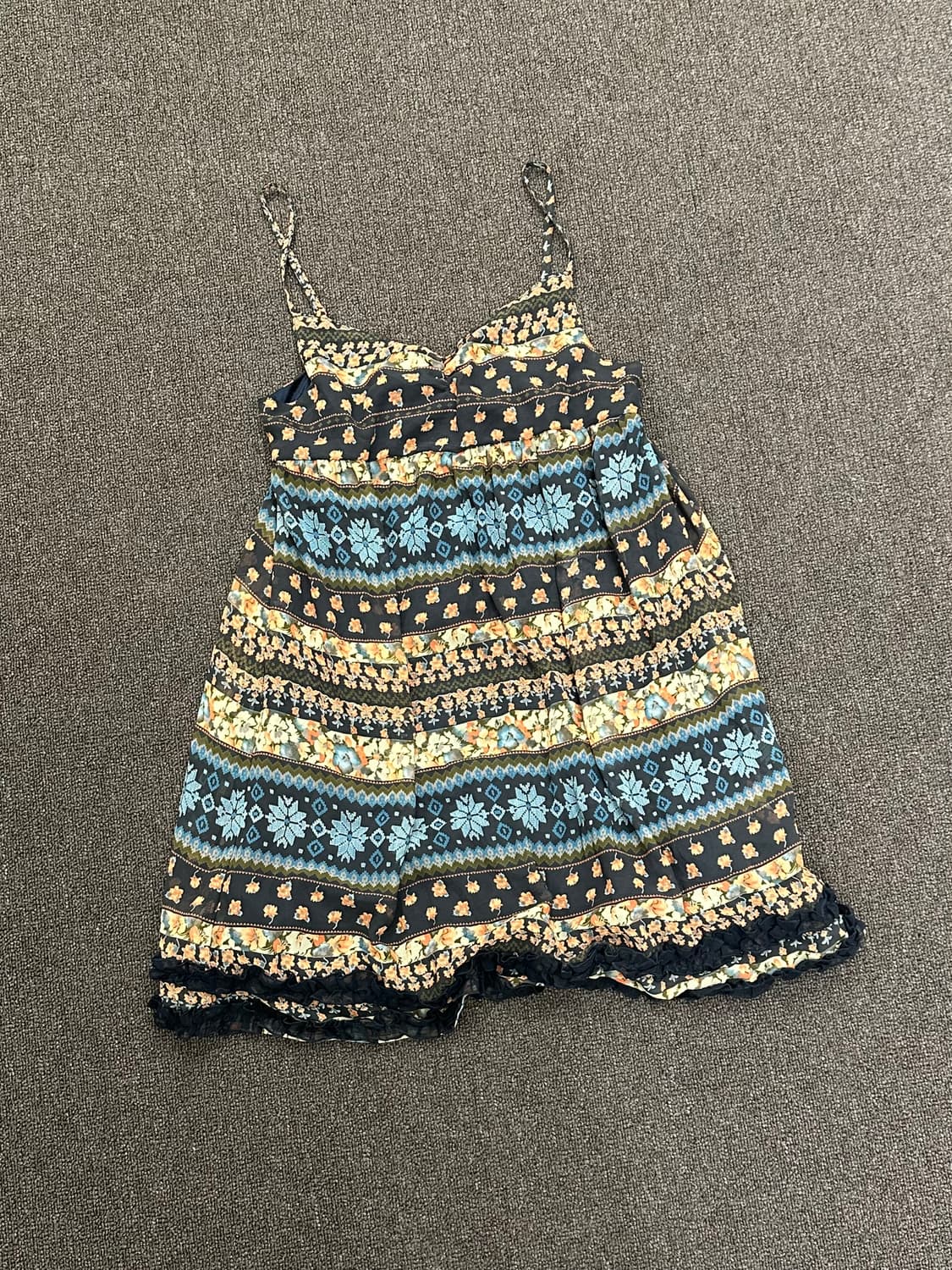 OS)Japanese vintage 플라워 패턴 뷔스티에 원피스 상품이미지1