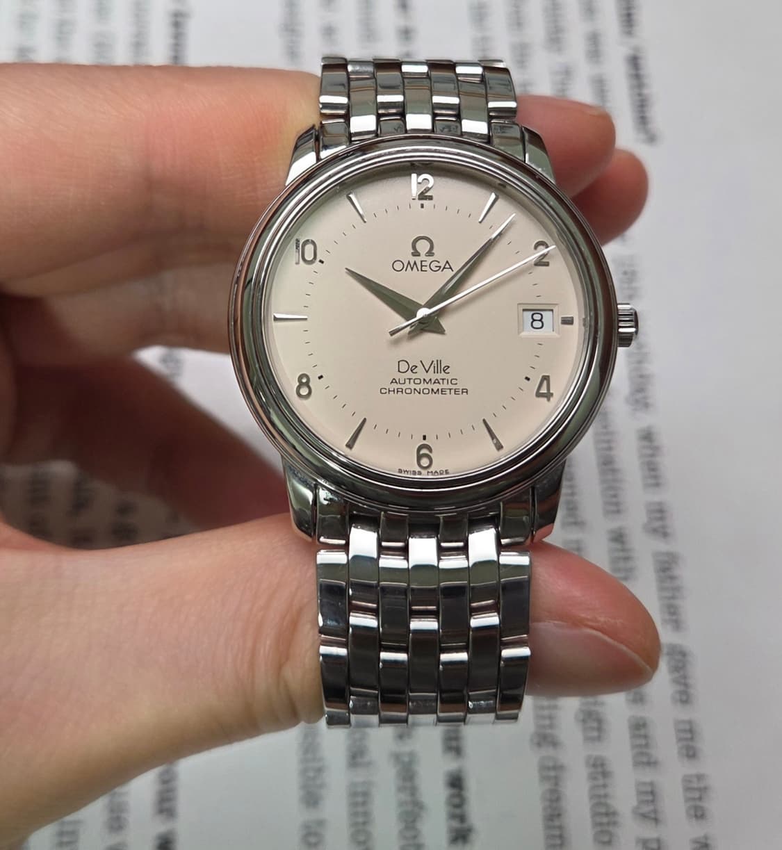 레어] 오메가 드빌 프레스티지 요구르트판 칼침핸즈 상위 크로노미터 오토매 상품이미지2