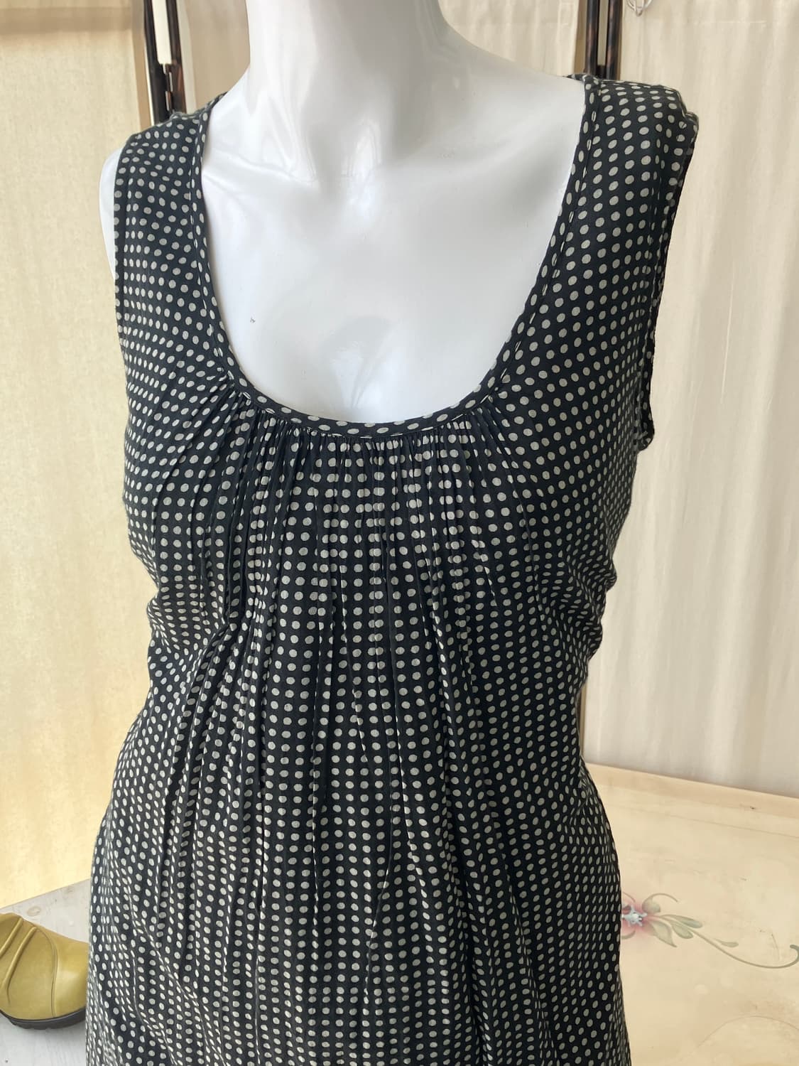 black dot shirring ribbon dress 상품이미지3