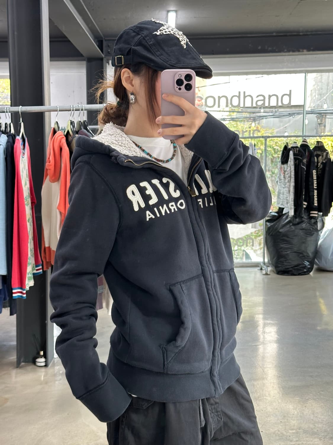 홀리스터 울프죠 양털 후드집업 상품이미지1