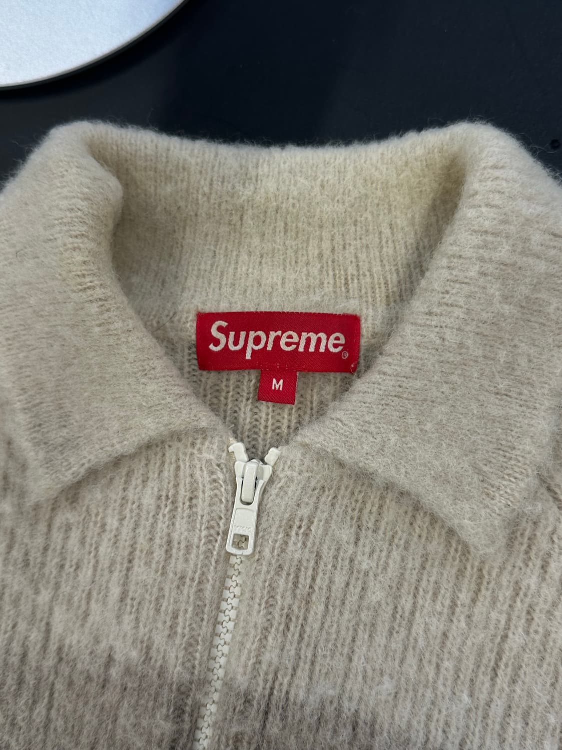 슈프림 브러쉬드 울 집업 스웨터 크림 상품이미지4