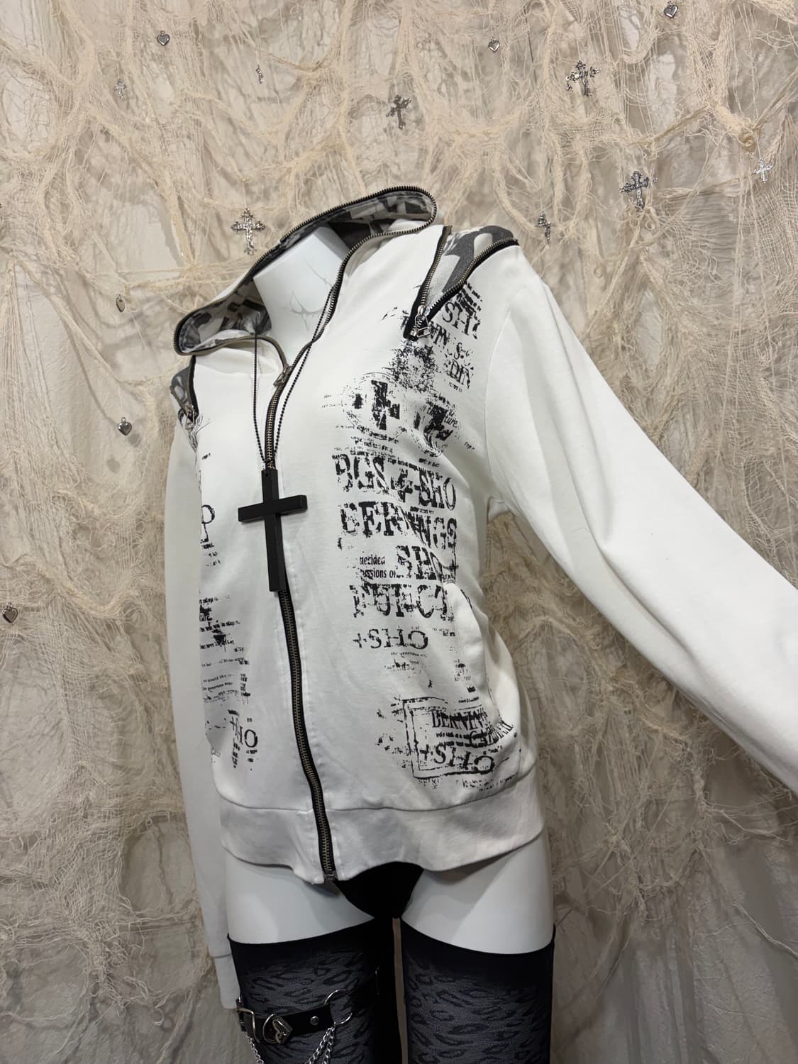 Y2K lettering zipper detail hoodie-zip 상품이미지7