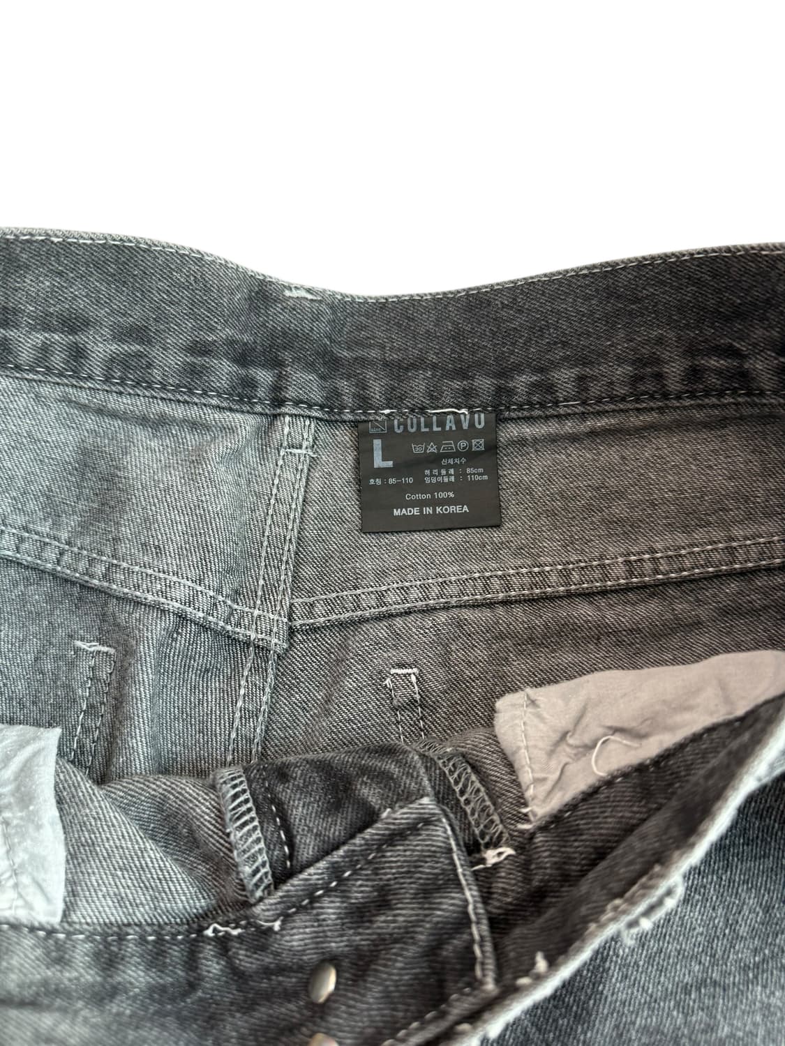 빈티지 패치 흑청 데님 팬츠 상품이미지7