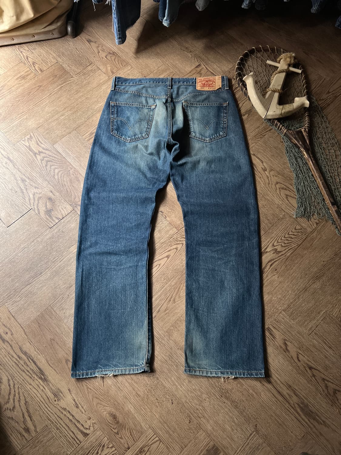 [36]00's 리바이스 USA 501 빈티지 워싱 데님 팬츠 상품이미지2