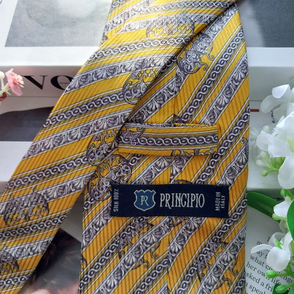 프린치피오 실크 옐로우 레지멘탈 넥타이 10.2cm A+등급 K1705
 상품이미지7