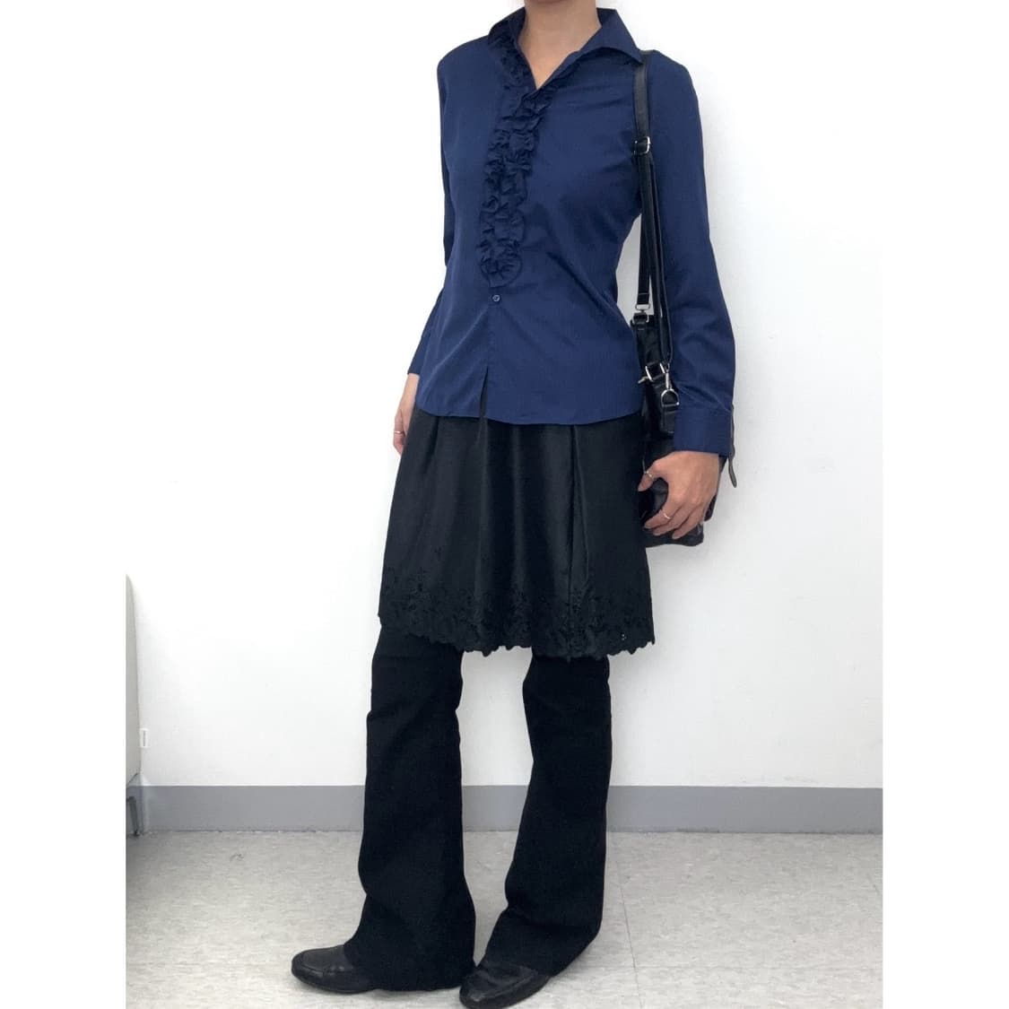 빈티지 네이비 블라우스 셔츠 상품이미지2