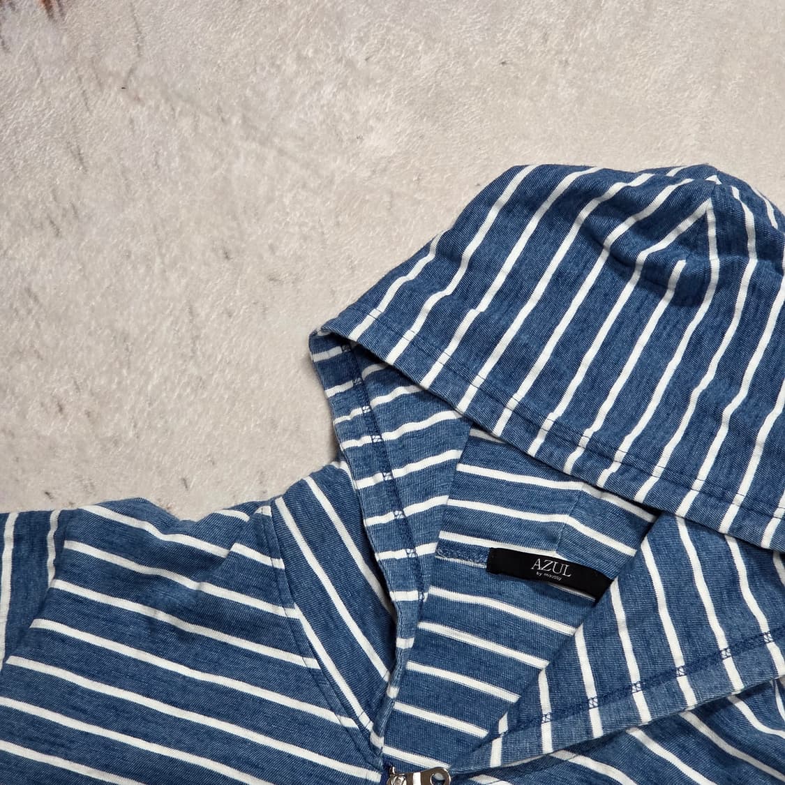 일본 빈티지 블루 단가라 투웨이 후드집업 상품이미지2