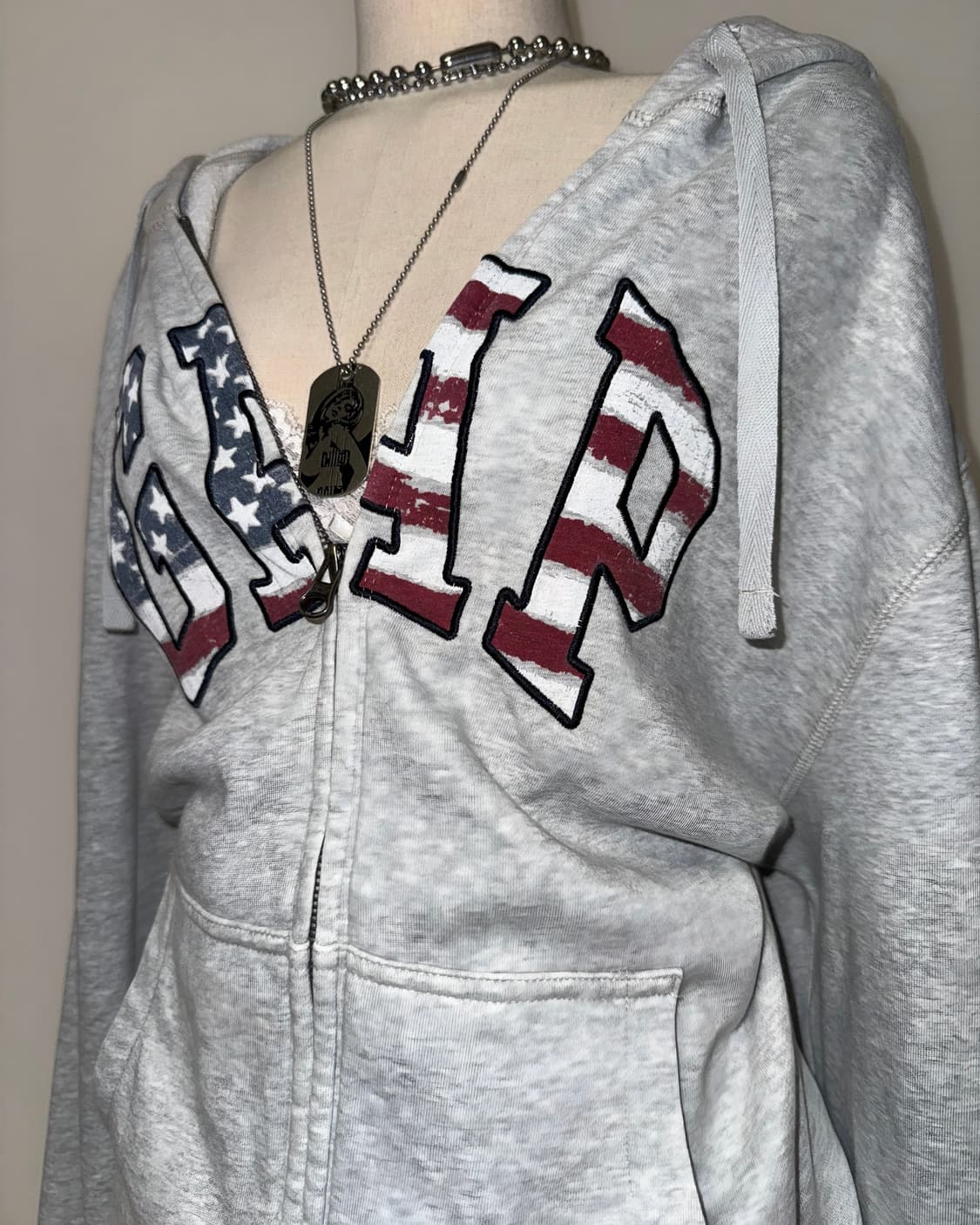 갭 성조기 그레이 후드집업 상품이미지4