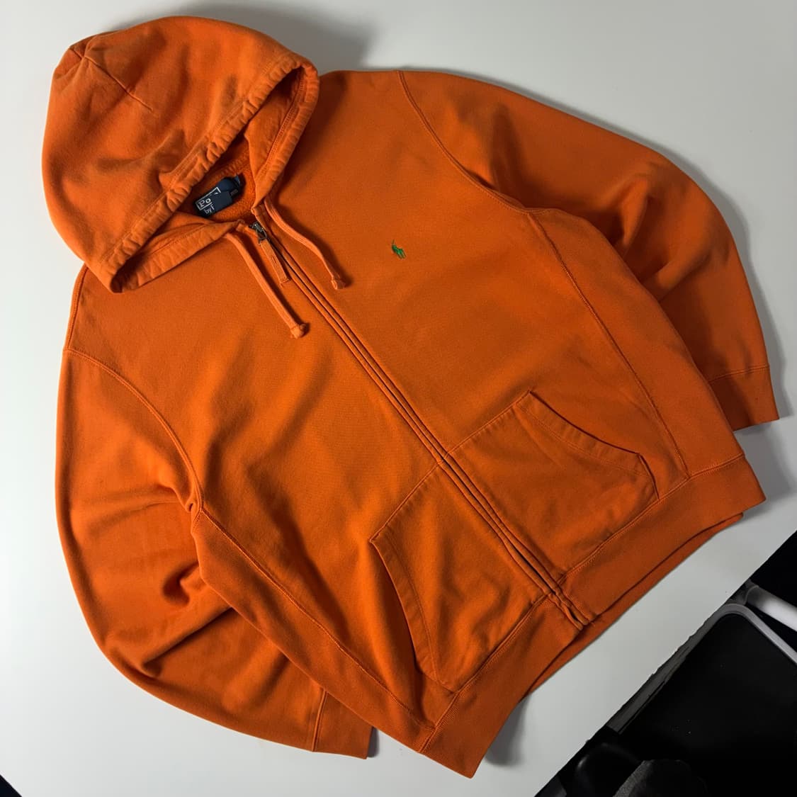 Polo  폴로 랄프로렌 90,s 자수 코튼 오렌지 후드집업  상품이미지2
