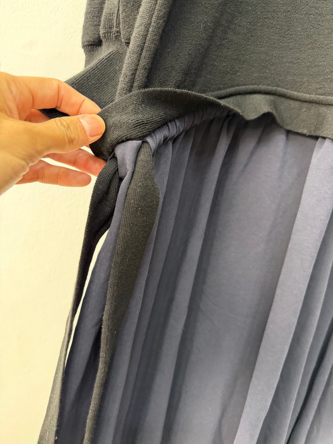 정품) LANVIN 랑방 한섬 블랙 니트 믹스 롱 원피스 88 상품이미지5