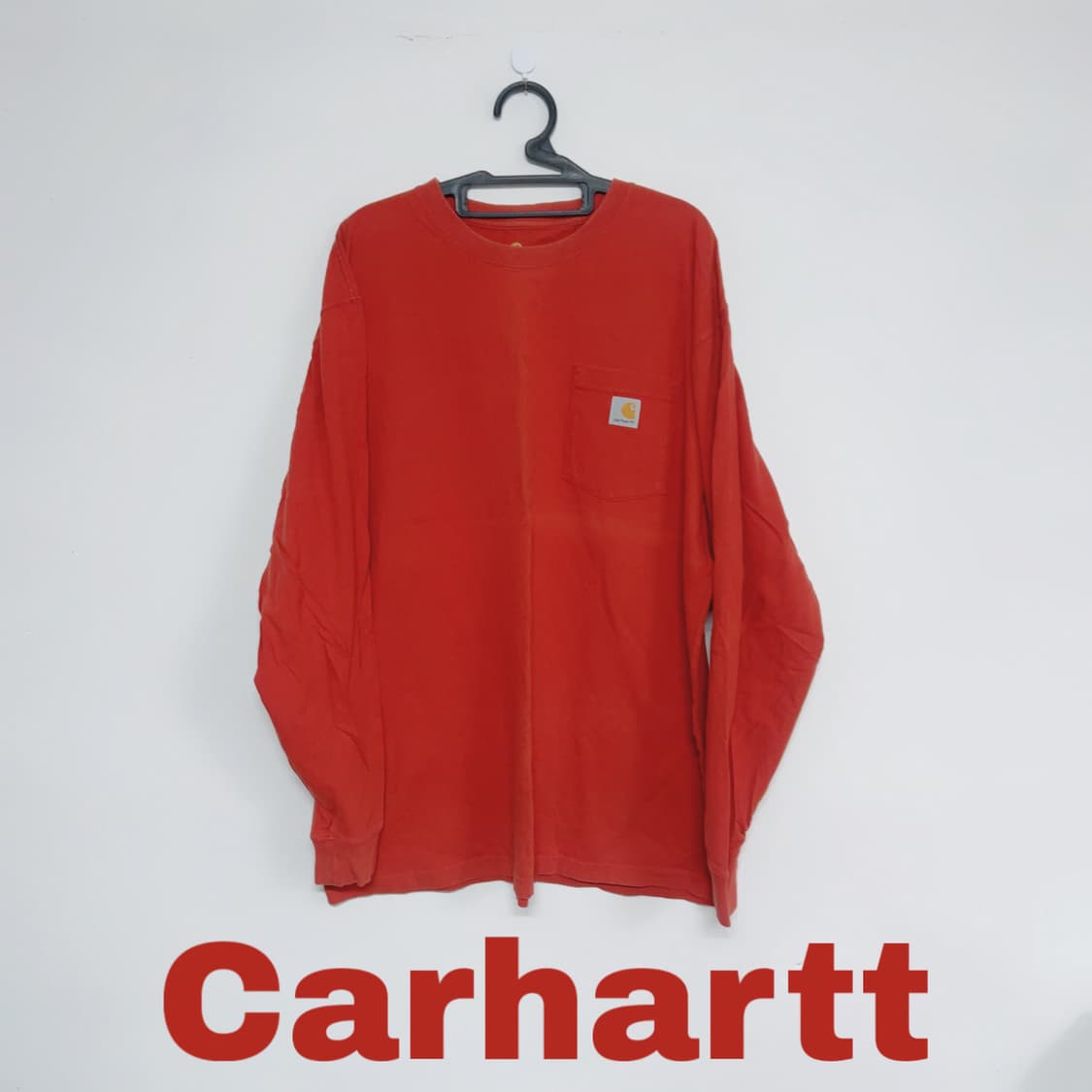 칼하트 오렌지 포켓 봄 공용 긴팔티 상품이미지1