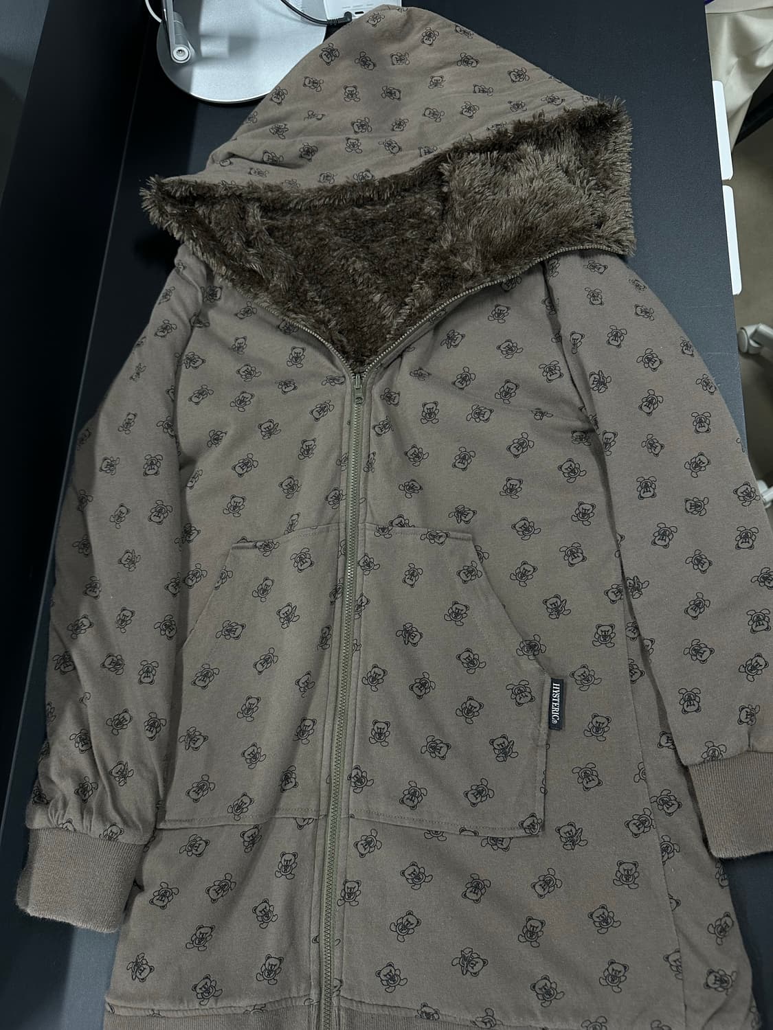 히스테릭글래머 퍽베어 퍼 안감  투웨이 후드집업 상품이미지4