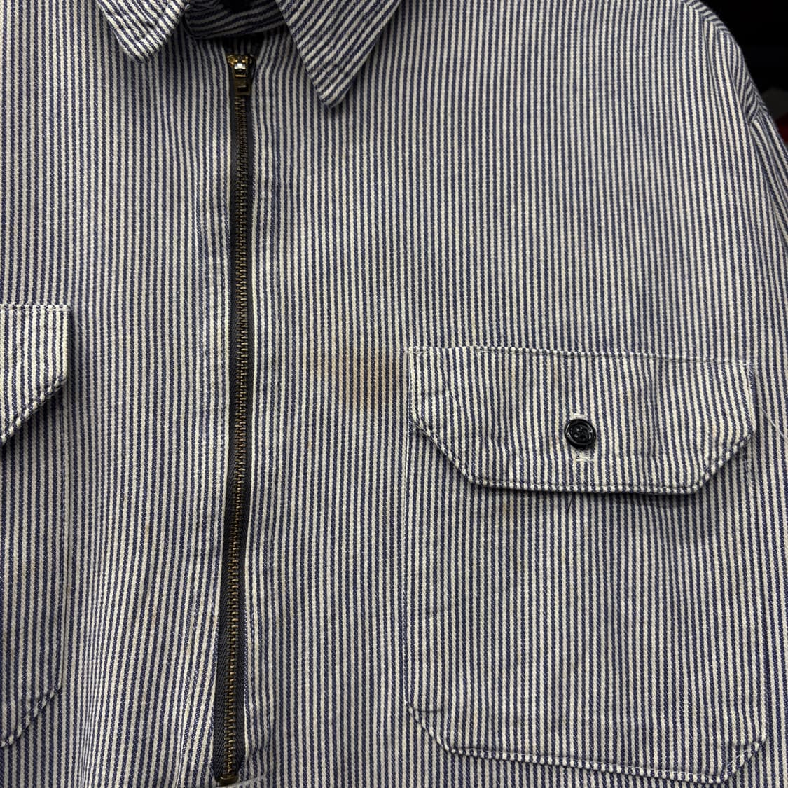 80s KEY 어패럴 스트라이프 하프집업 워크셔츠 N444 상품이미지5