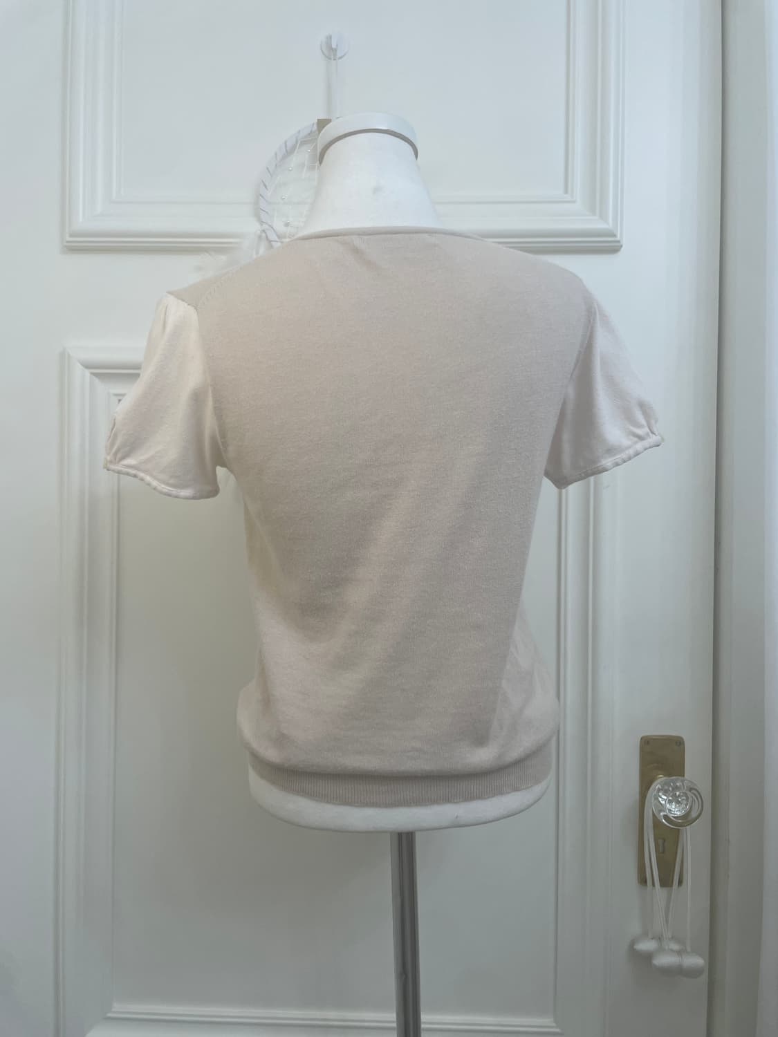 beige ivory crochet point knit top 상품이미지3