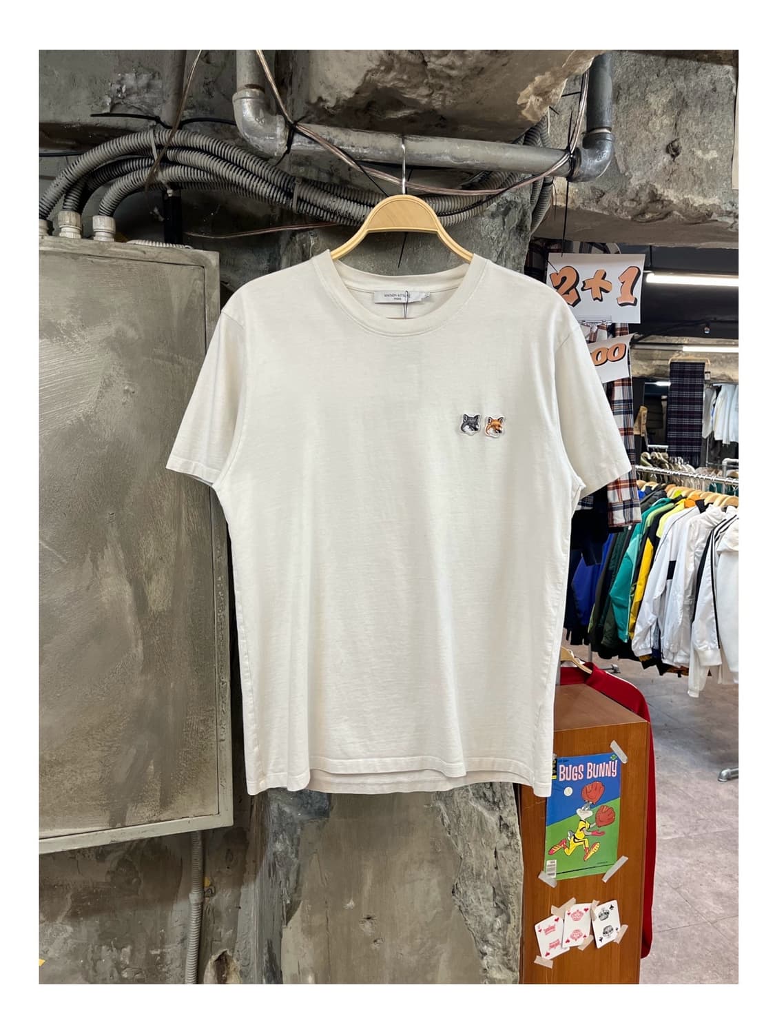 메종키츠네 더블폭스 반팔티 화이트 L #csz3412 상품이미지1