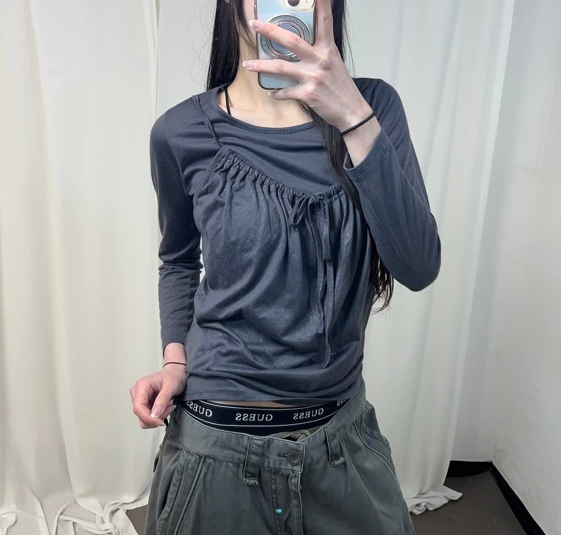 y2k 00‘s 차콜 레이어드 롱슬리브 상품이미지1