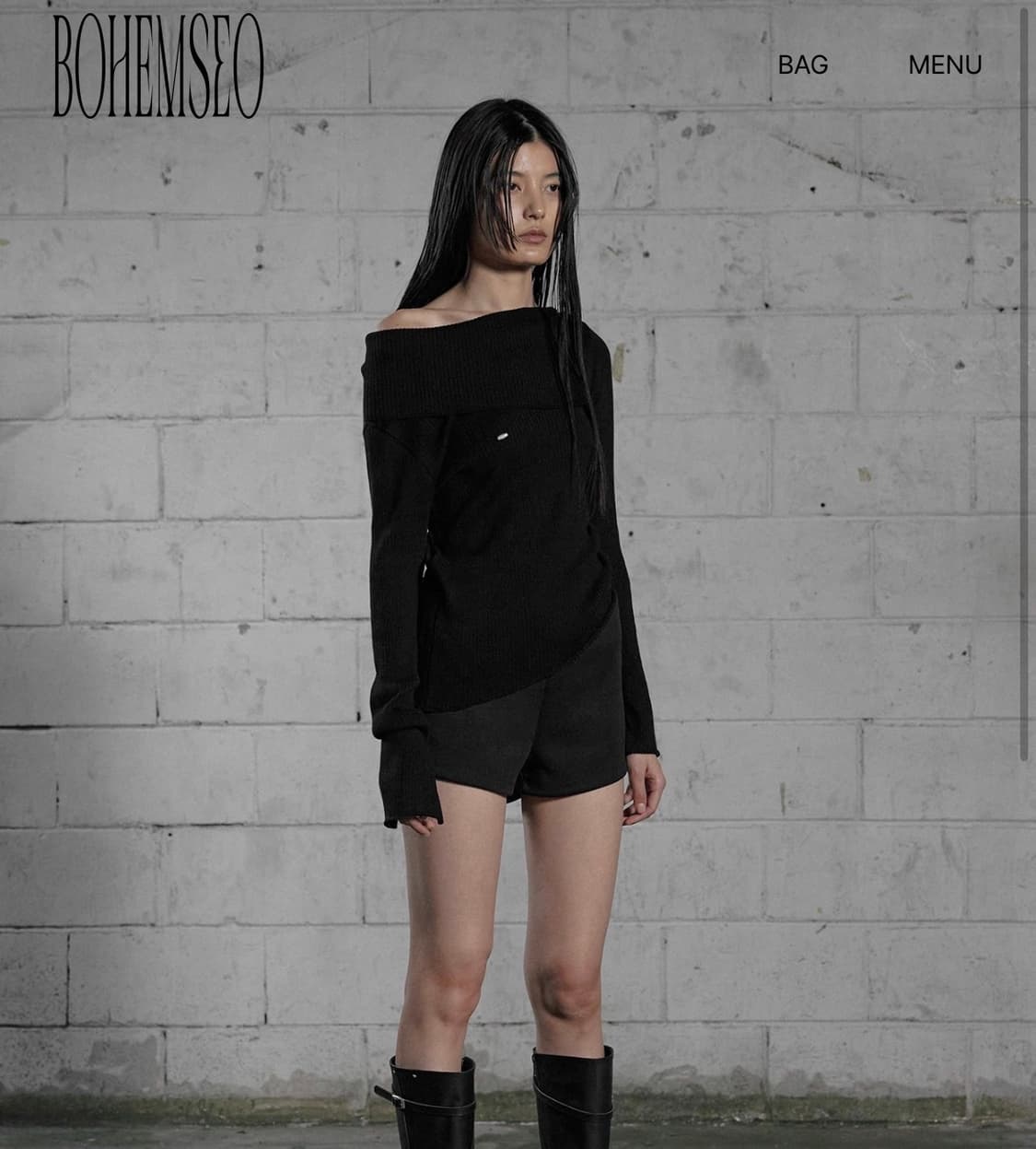 보헤미안서울 OPEN COLLAR UNBALANCED KNIT 언발란스 상품이미지1