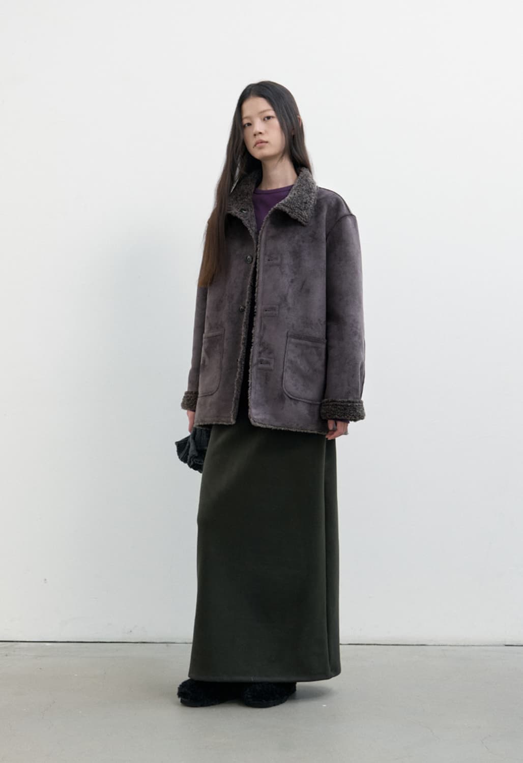 포저 리버시블 시어링 무스탕 (다크그레이) 상품이미지2