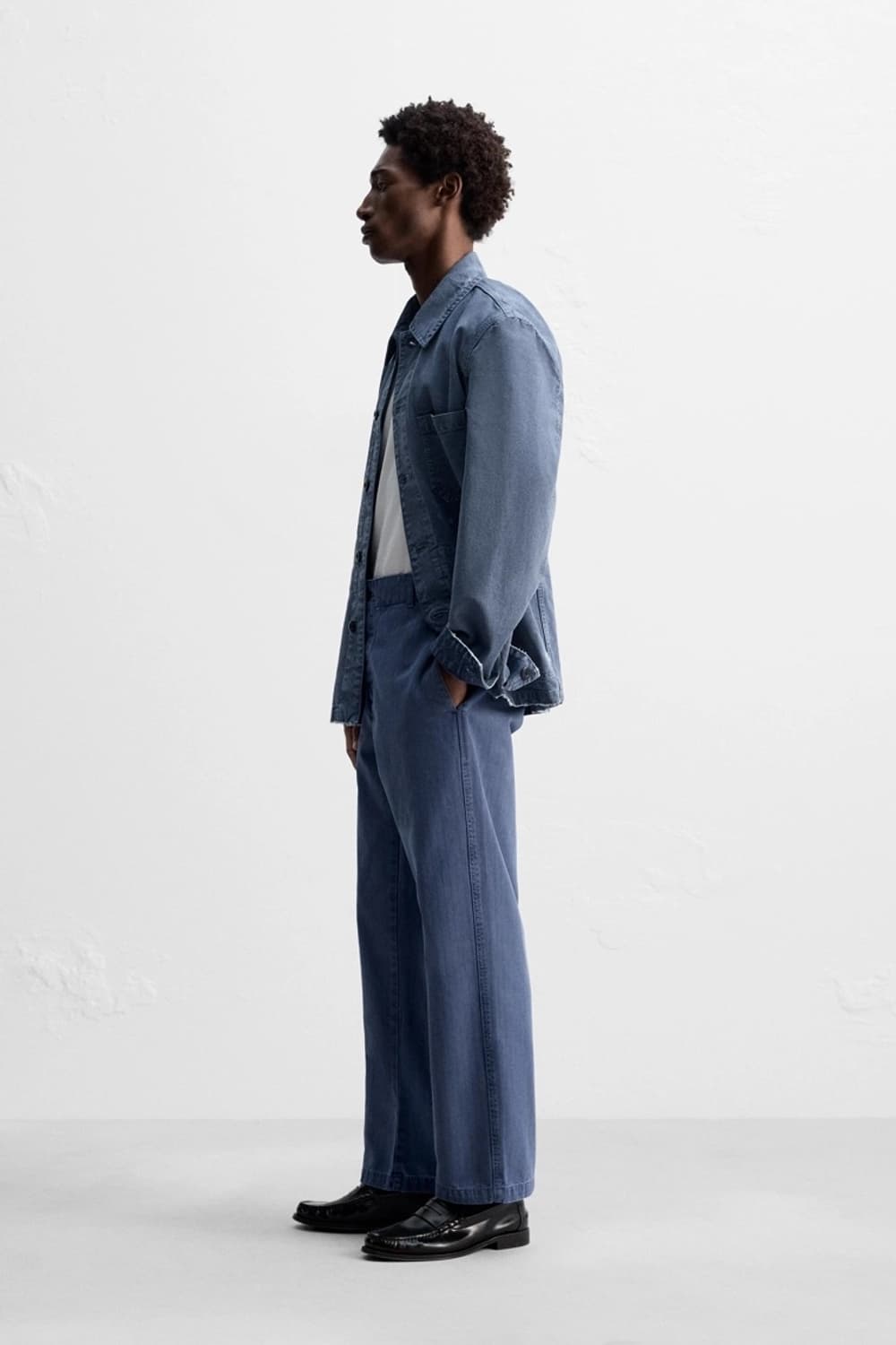 자라 오리진스 디스트레스드 카고 진 블루 상품이미지2