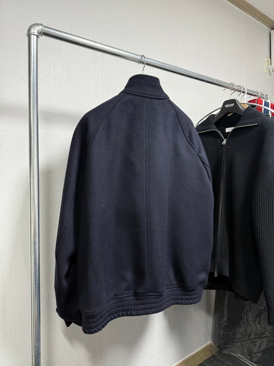 아트이프액츠 레더칼라 울 세인트 해링턴 자켓 네이비 상품이미지3