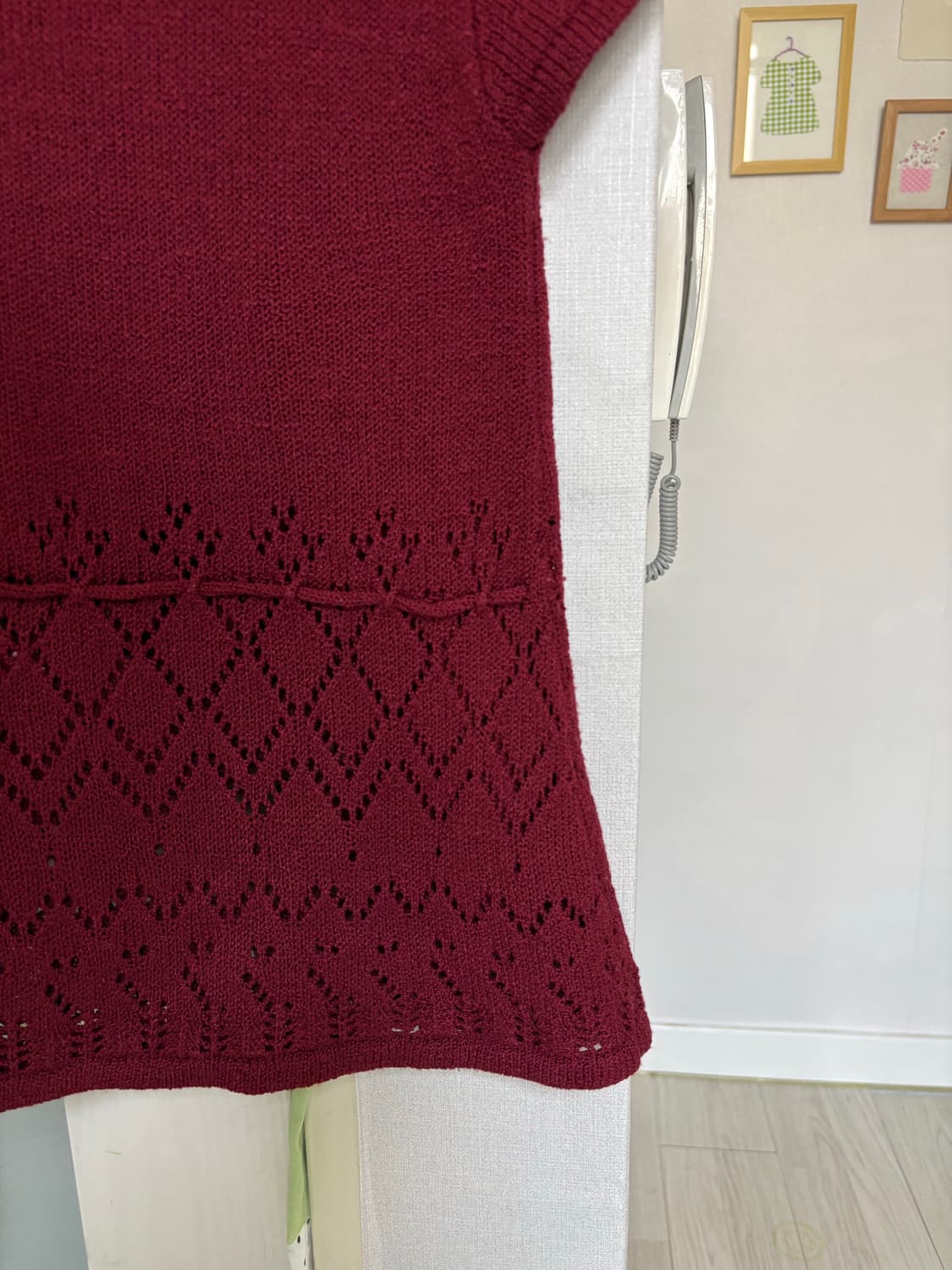 레드 반소매 니트 블라우스 상품이미지5