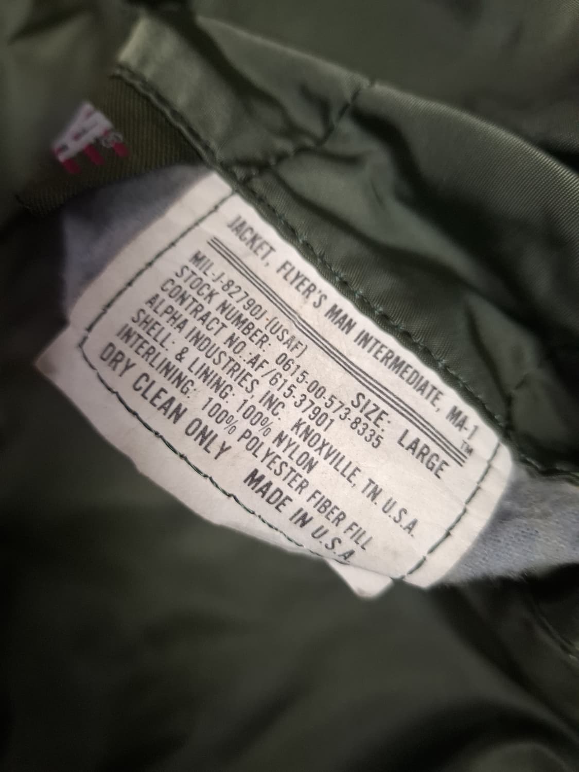 오리지날 미국제조 알파사 미공군 민수용 MA-1 항공점퍼 상품이미지3
