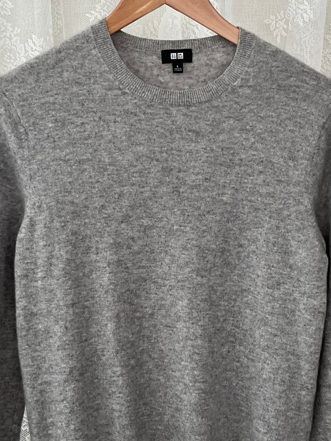 L) 유니클로 캐시미어 니트 그레이 상품이미지3