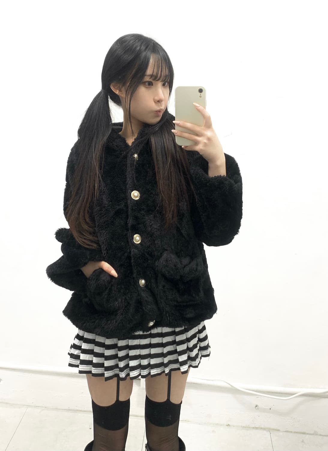 [D.F] 우사미미 리본 플러피 후드 가디건 상품이미지3