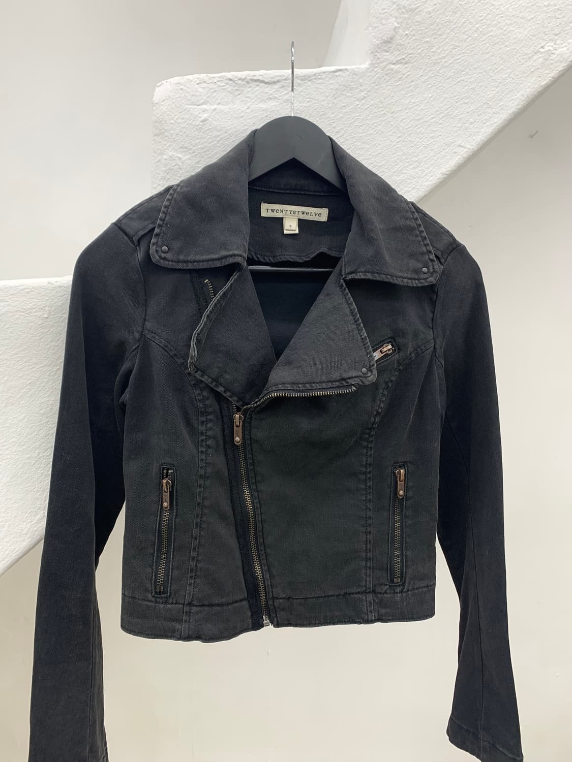 Denim asymmetrical rider jacket 상품이미지6