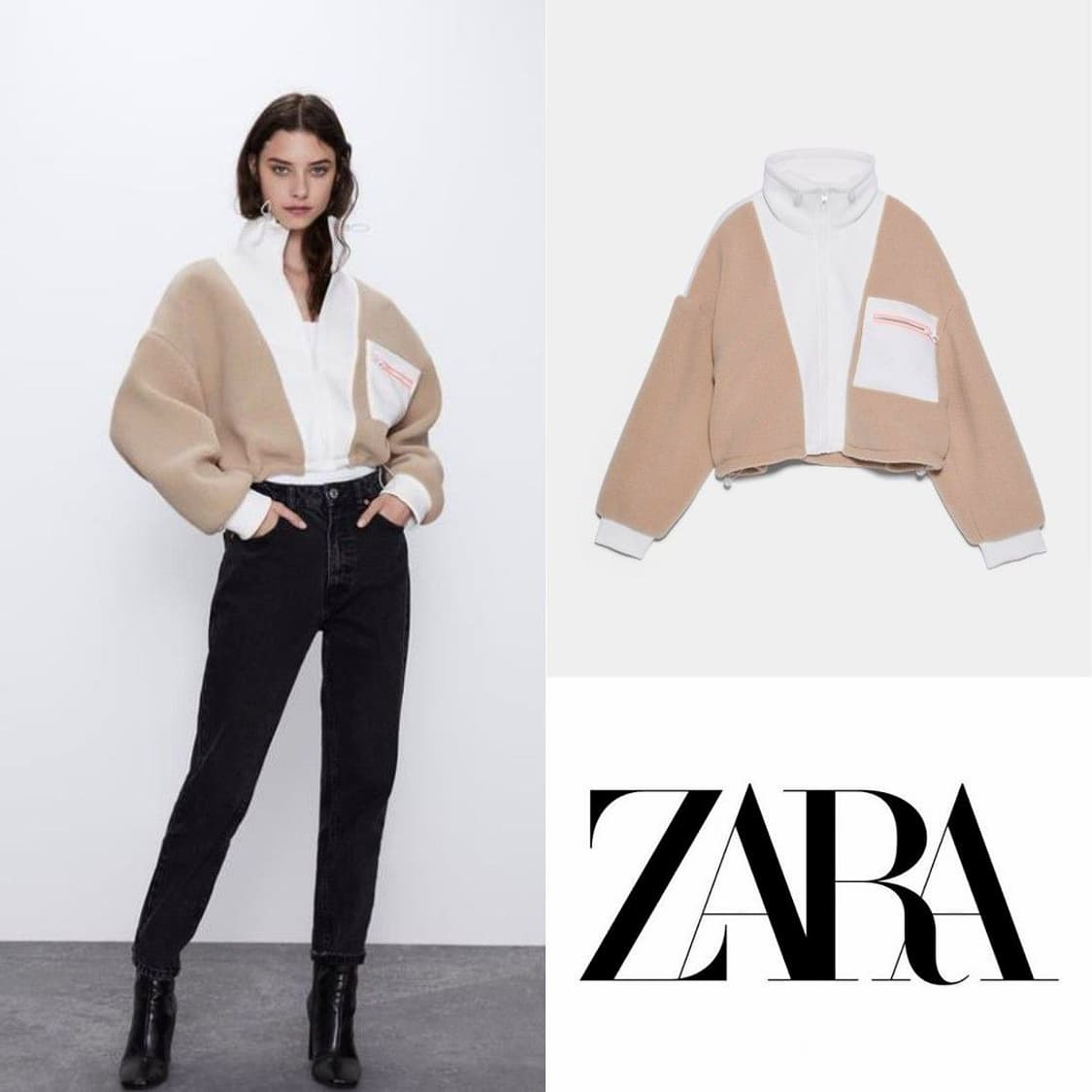 ZARA fleece jacket 자라 크롭트 플리스 덤블 집업 자켓 상품이미지8