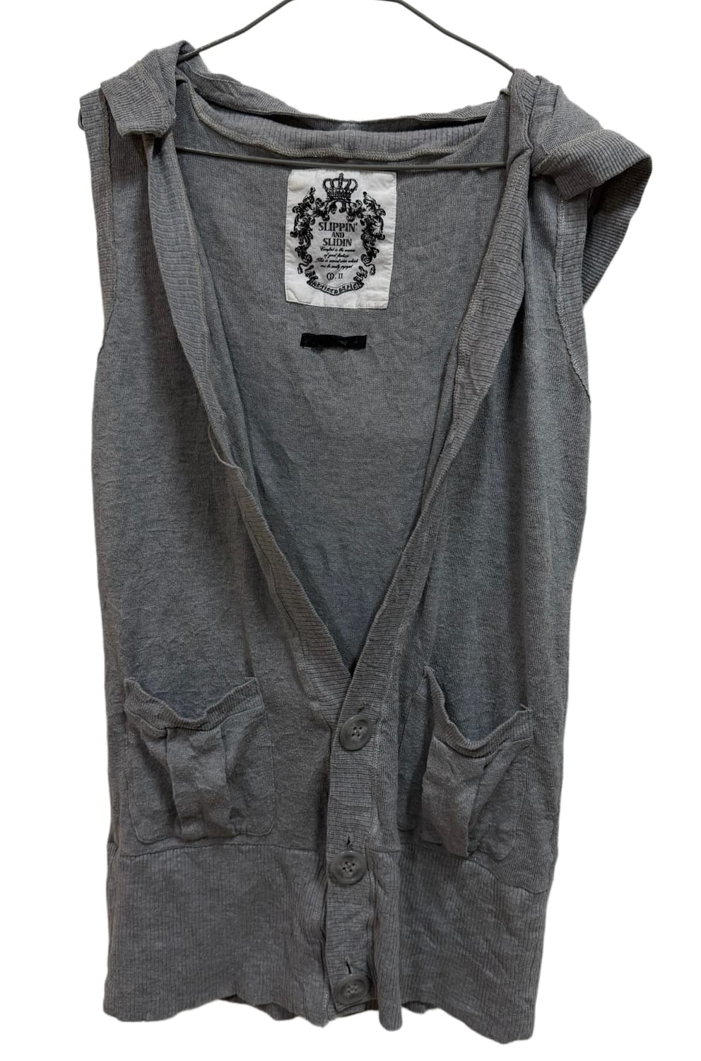 갸루 펑크st 니트 후드 롱 베스트 조끼 상품이미지2