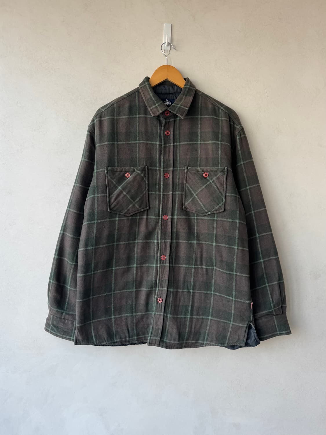 00s 스투시 라인 체크 셔츠 자켓 상품이미지2