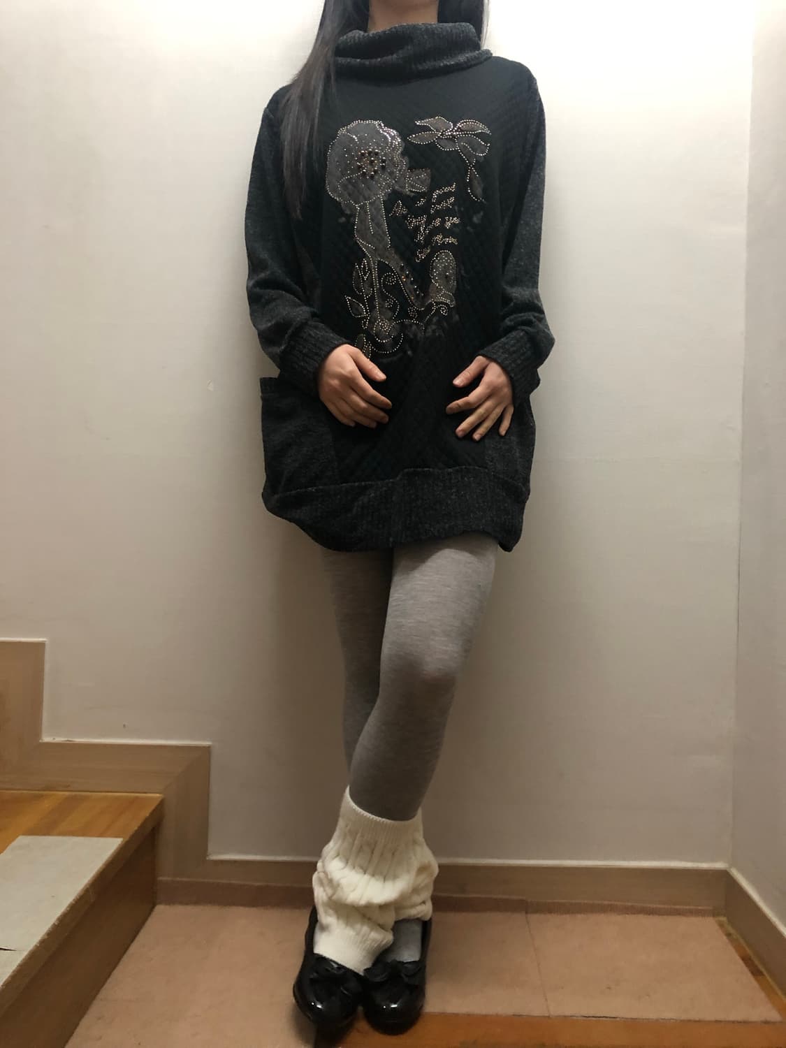 빈티지 블랙 오리엔탈 니트 원피스 상품이미지3