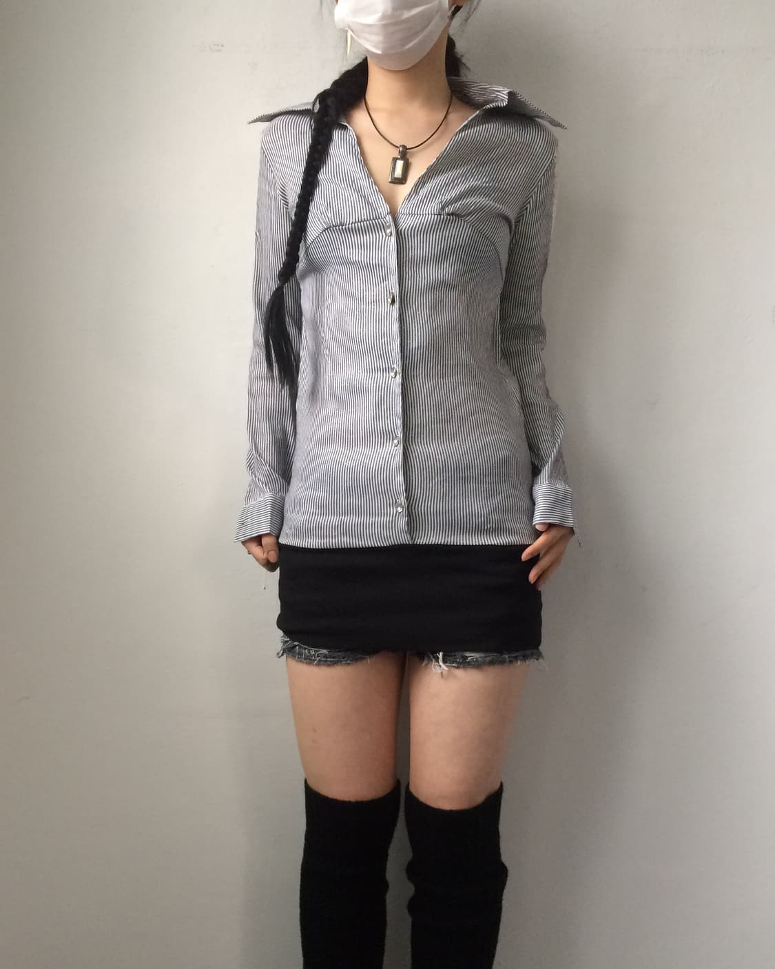 Back lace point shirt onepiece 상품이미지1