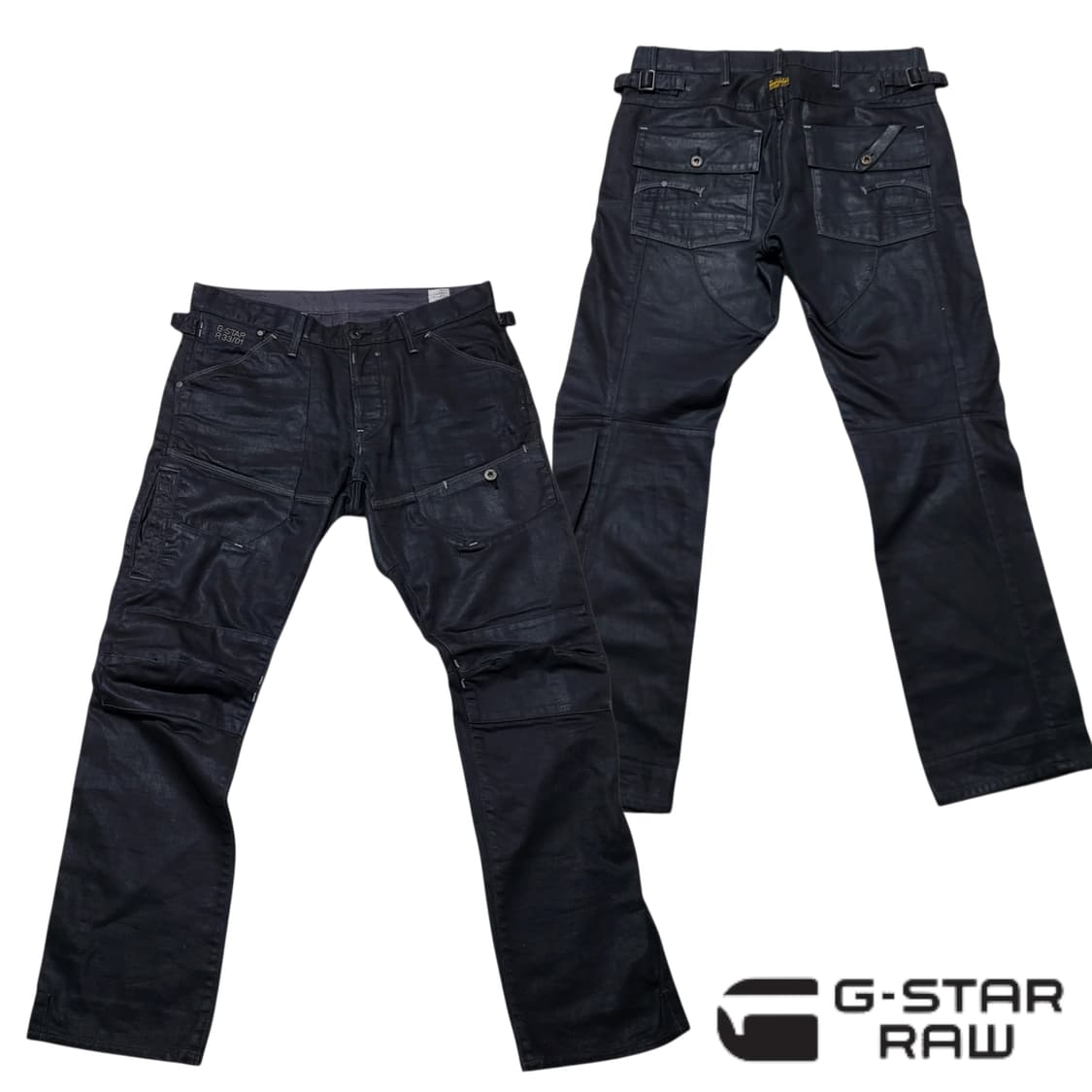 (34) G star raw 지스타로우 블랙 코팅진 펑크가죽바지 상품이미지1