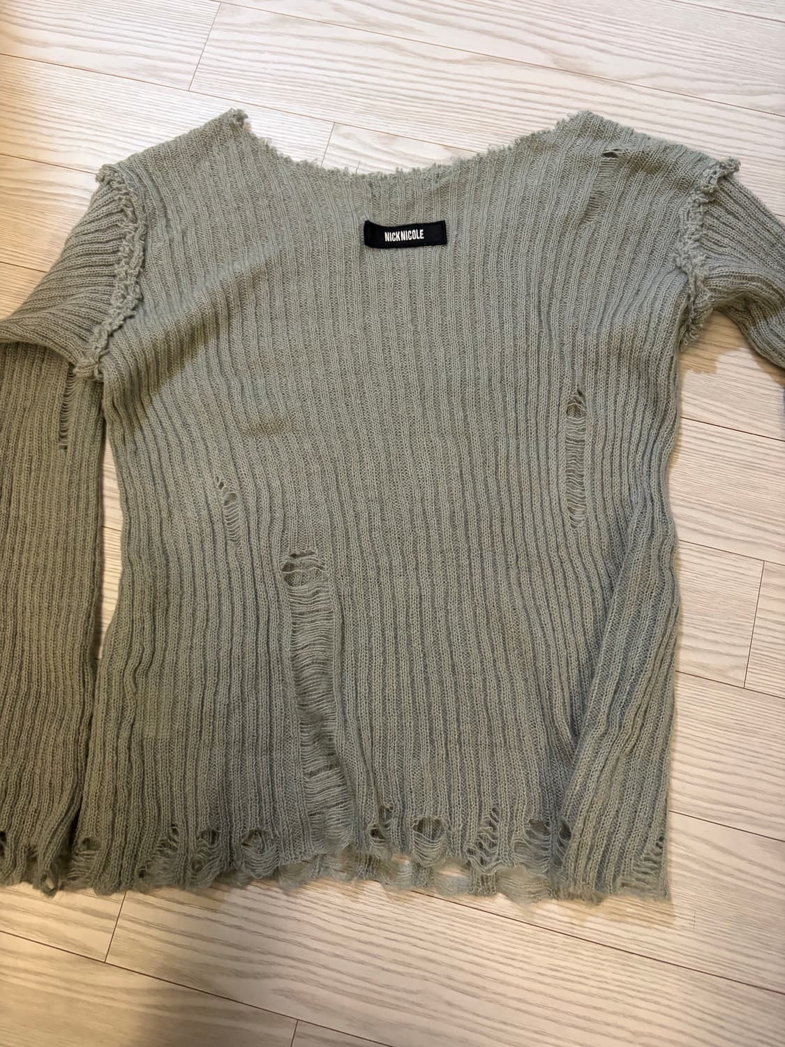 닉앤니콜 데미지 니트 긴팔티 Free 상품이미지5