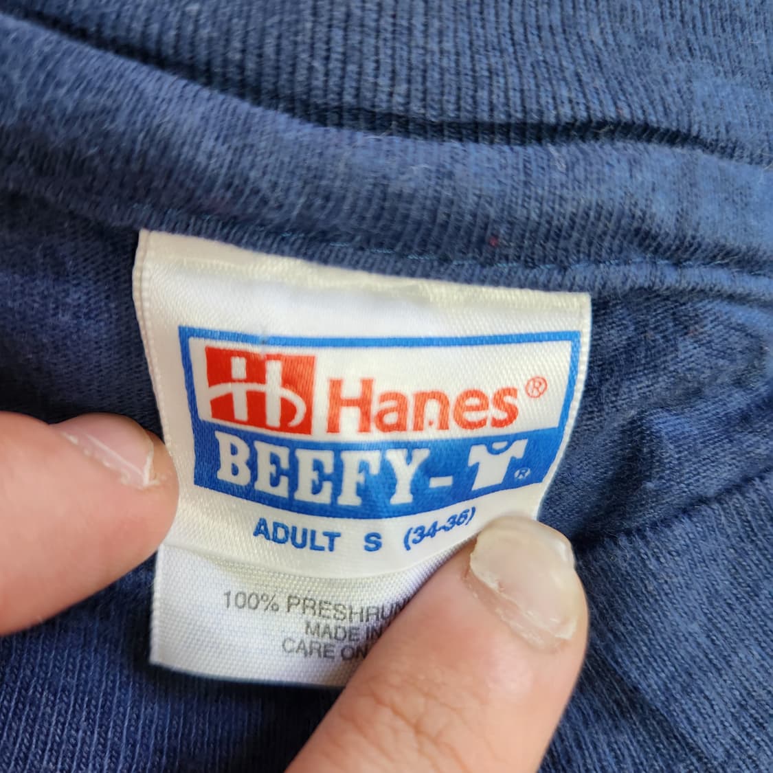 90s USA 빈티지 프린팅 네이비 반팔티 🇺🇲 (S) 상품이미지4
