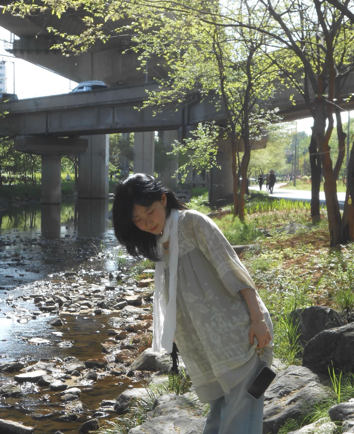 애쉬 그린 레이스 원피스 상품이미지1