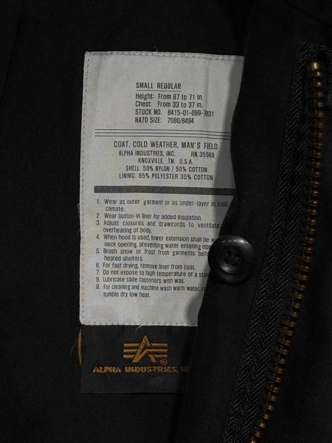 알파 m-65 필드자켓 블랙 상품이미지6