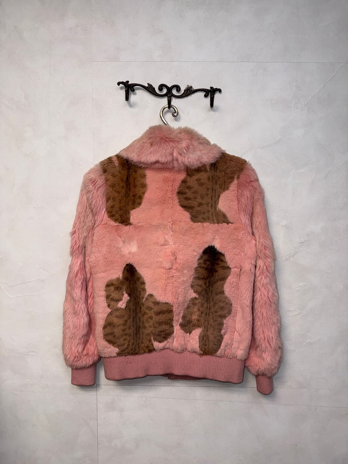 Baby pink rabbit fur animal pattern jk 상품이미지3