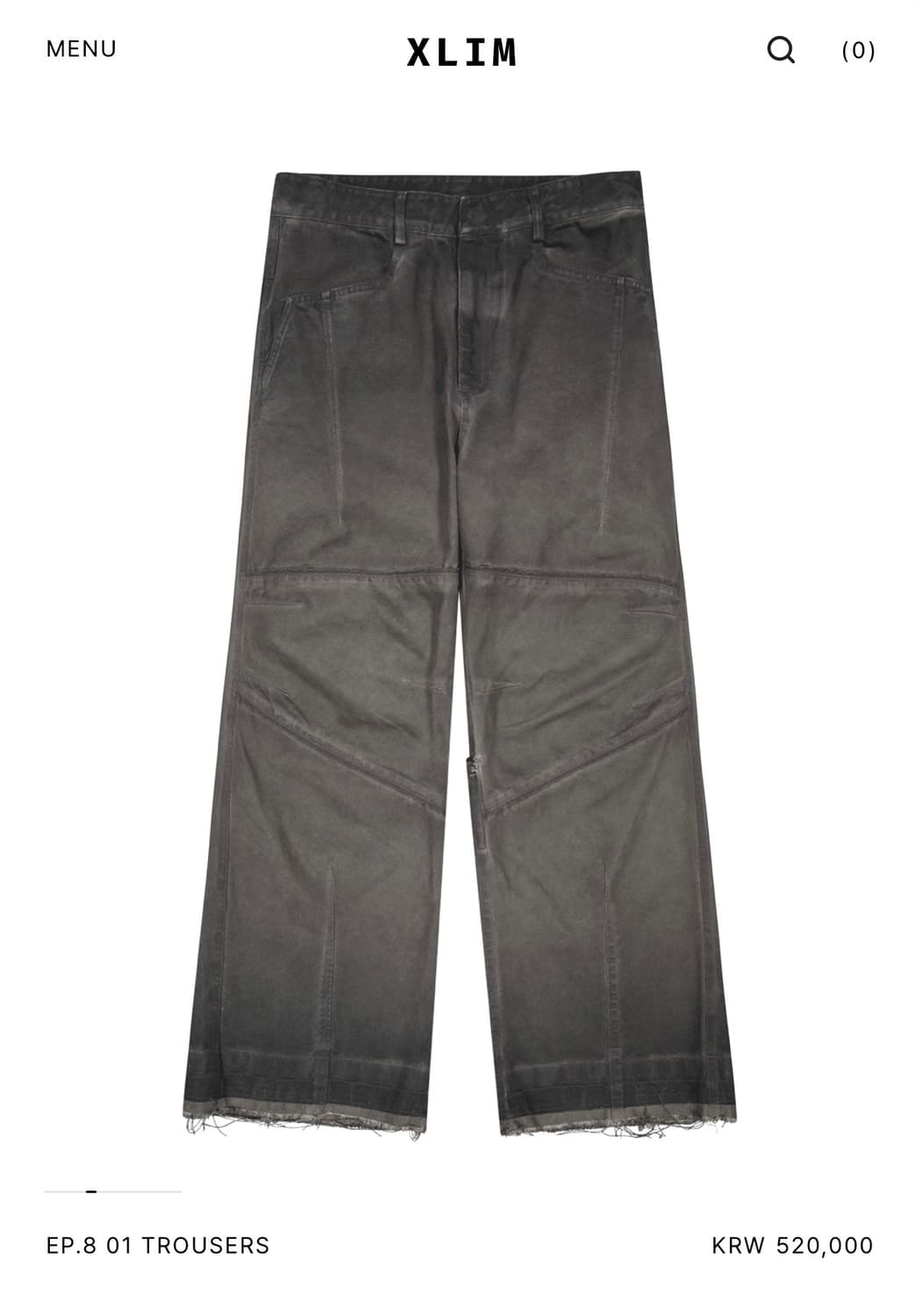 XLIM EP.8 01 TROUSERS 워시드 블랙 xs사이즈 상품이미지3